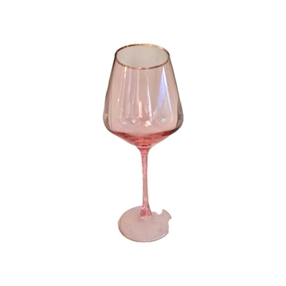 New Girly Pink Bow Gold Rim Capacity Red Wine Glasses Cup W/ Stem Glass Goblet - Picture 2 of 3